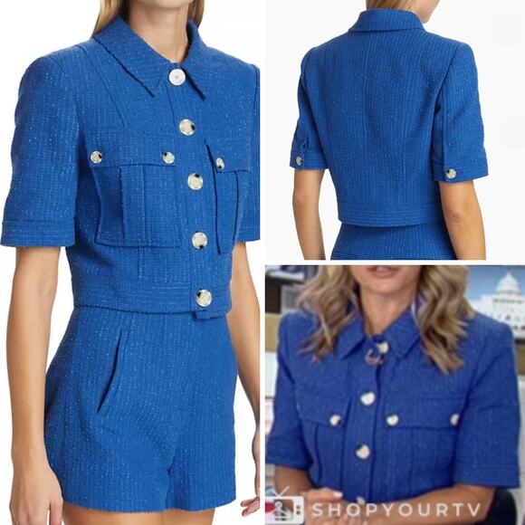 NWT VERONICA BEARD JACKET BLUE TWEED COQUETTE BUSINESS OFFICE WORK CAREER PREPPY - Picture 3 of 16